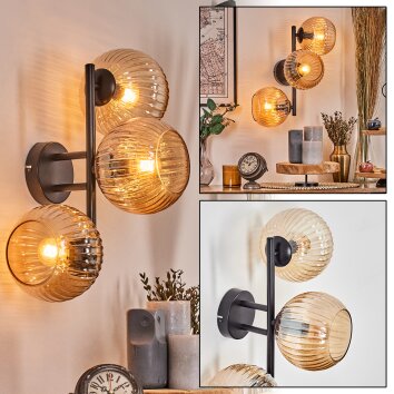 Koyoto Lampada a sfera, Applique Ambrato, 3-Luci