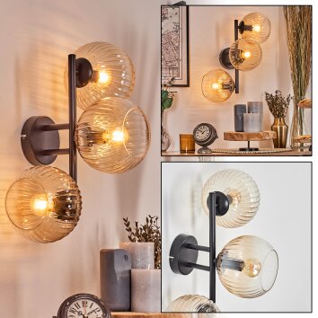 Koyoto Lampada a sfera, Applique Ambrato, Chiaro, 3-Luci