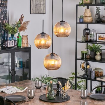 Koyoto Lampadario a sospensione, Lampada a sfera, Lampada a sospensione a cluster 30 cm Ambrato, 3-Luci Koyoto Lampadario a sospensione, Lampada a sfera, Lampada a sospensione a cluster 30 cm Ambrato, 3-Luci