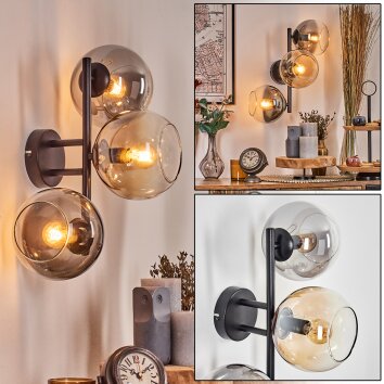 Koyoto Lampada a sfera, Applique Ambrato, Chiaro, Grigio fumo, 3-Luci