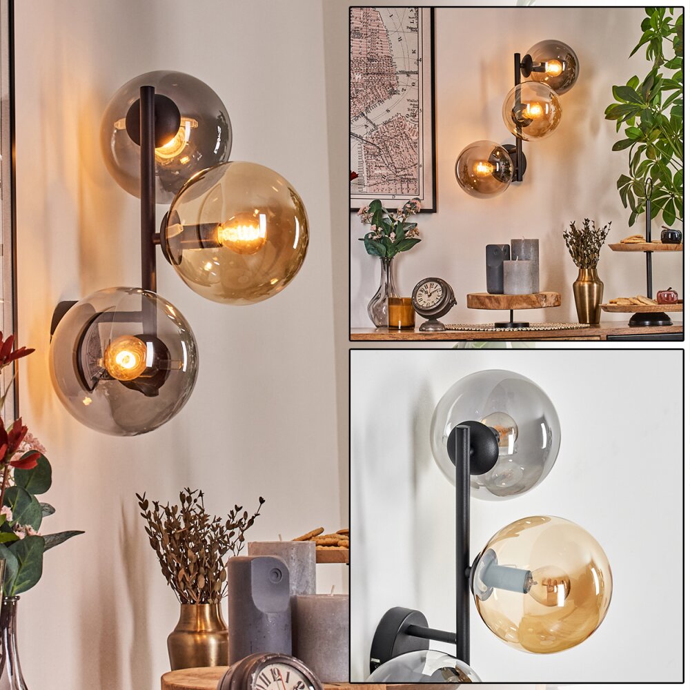 Gastor Lampada a sfera, Applique Ambrato, Grigio fumo, 3-Luci main product photo