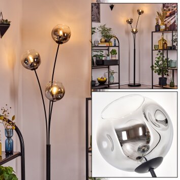 Ripoll Lampada a sfera, Lampada da terra Cromo, Chiaro, Grigio fumo, 3-Luci