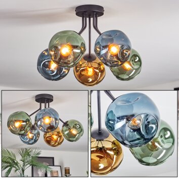 Ripoll Plafoniera, Lampada a sfera Blu, Oro, Verde, 5-Luci