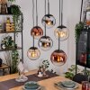 Gastor Lampadario a sospensione, Lampada a sfera, Lampada a sospensione Ambrato, Cromo, Chiaro, Ramato, Grigio fumo, 6-Luci