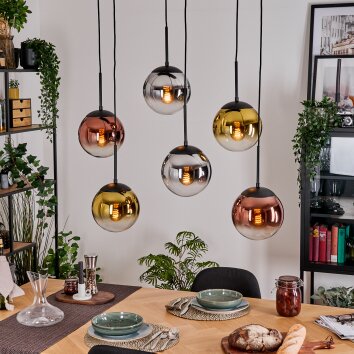 Gastor Lampadario a sospensione, Lampada a sfera, Lampada a sospensione Cromo, Oro, Chiaro, Ramato, Grigio fumo, 6-Luci