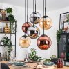 Gastor Lampadario a sospensione, Lampada a sfera, Lampada a sospensione Ambrato, Cromo, Ramato, Grigio fumo, 6-Luci