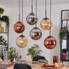 Gastor Lampadario a sospensione, Lampada a sfera, Lampada a sospensione Ambrato, Cromo, Ramato, Grigio fumo, 6-Luci