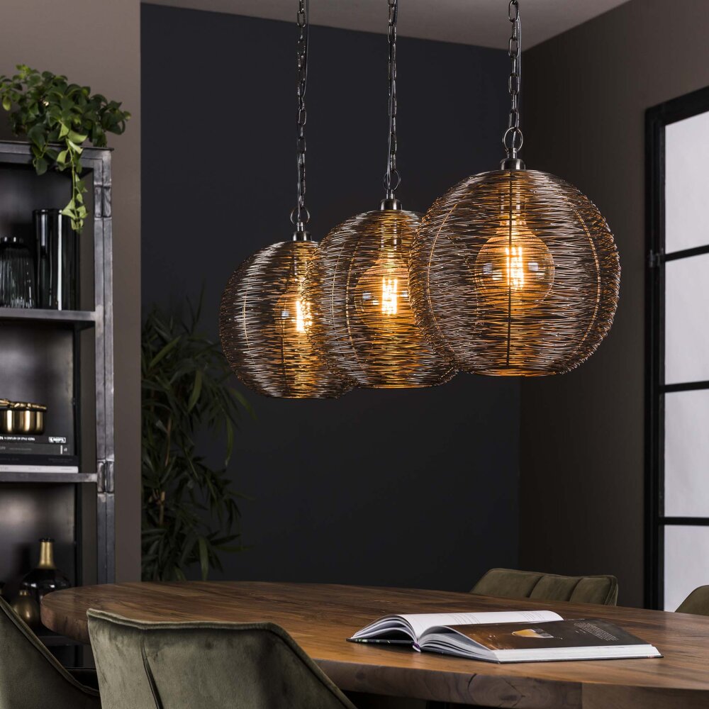 Leeville Lampadario a sospensione Nichel opaco, Nero, 3-Luci main product photo