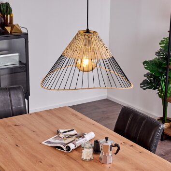Shalo Lampadario a sospensione Legno chiaro, Nero, 1-Luce