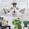 Koyoto Plafoniera, Lampada a sfera 82 cm Ambrato, Chiaro, Grigio fumo, 7-Luci