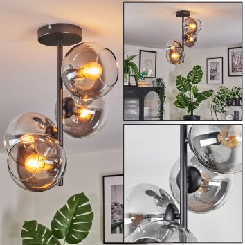 Koyoto Plafoniera, Lampada a sfera 32 cm Chiaro, Grigio fumo, 4-Luci
