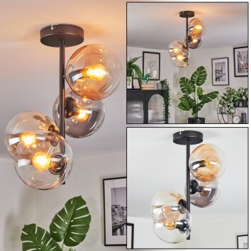 Gastor Plafoniera, Lampada a sfera 32 cm Ambrato, Chiaro, Grigio fumo, 4-Luci