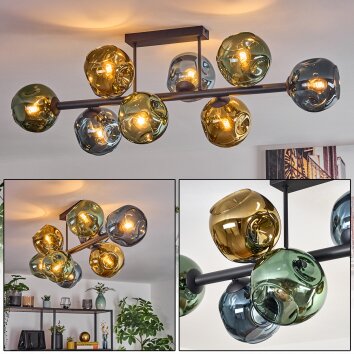 Ripoll Plafoniera, Lampada a sfera Blu, Oro, Verde, 8-Luci