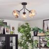 Koyoto Plafoniera, Lampada a sfera 42 cm Ambrato, Chiaro, Grigio fumo, 3-Luci
