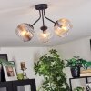 Koyoto Plafoniera, Lampada a sfera 42 cm Ambrato, Chiaro, Grigio fumo, 3-Luci