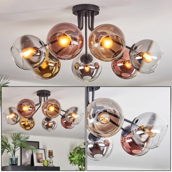 Koyoto Plafoniera, Lampada a sfera 82 cm Cromo, Oro, Chiaro, Ramato, Grigio fumo, 7-Luci
