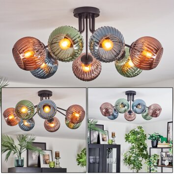 Koyoto Plafoniera, Lampada a sfera 82 cm Blu, Verde, Ramato, 7-Luci