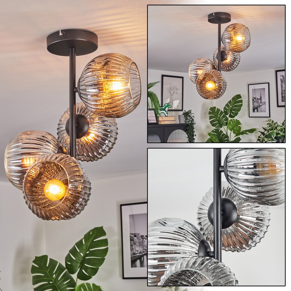 Ripoll Plafoniera, Lampada a sfera Cromo, Chiaro, Grigio fumo, 4-Luci main product photo