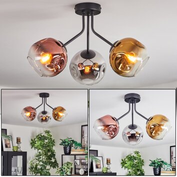 Ripoll Plafoniera, Lampada a sfera Cromo, Oro, Chiaro, Ramato, Grigio fumo, 3-Luci