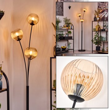 Koyoto Lampada a sfera, Lampada da terra Ambrato, 3-Luci