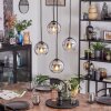 Koyoto Lampadario a sospensione, Lampada a sfera, Lampada a sospensione a cluster 35 cm Cromo, Chiaro, Grigio fumo, 4-Luci