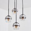Koyoto Lampadario a sospensione, Lampada a sfera, Lampada a sospensione a cluster 35 cm Cromo, Chiaro, Grigio fumo, 4-Luci