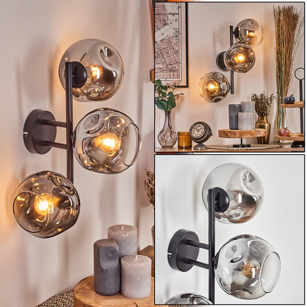 Ripoll Lampada a sfera, Applique Cromo, Chiaro, Grigio fumo, 3-Luci main product photo