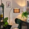 Bassagoda Lampada da terra, Lampade ad arco Ottone, Nero, 1-Luce, Paralume in tessuto