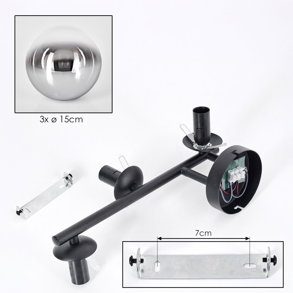 Gastor Lampada a sfera, Applique Cromo, Chiaro, Grigio fumo, 3-Luci