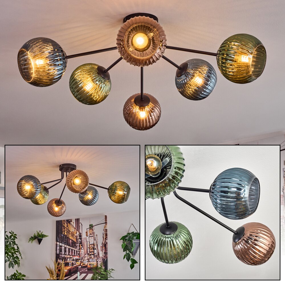 Koyoto Plafoniera, Lampada a sfera 74 cm Blu, Verde, Ramato, 6-Luci main product photo