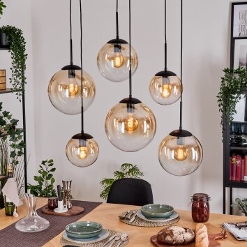 Gastor Lampadario a sospensione, Lampada a sfera, Lampada a sospensione Ambrato, Chiaro, 6-Luci Gastor Lampadario a sospensione, Lampada a sfera, Lampada a sospensione Ambrato, Chiaro, 6-Luci