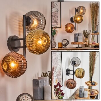 Ripoll Lampada a sfera, Applique Oro, Ramato, Grigio fumo, 3-Luci