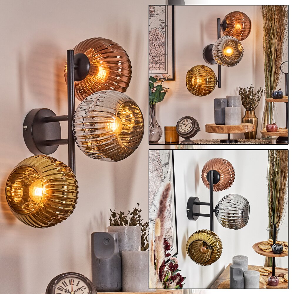 Ripoll Lampada a sfera, Applique Cromo, Oro, Ramato, Grigio fumo, 3-Luci main product photo