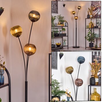 Koyoto Lampada a sfera, Lampada da terra Blu, Oro, Ramato, 3-Luci