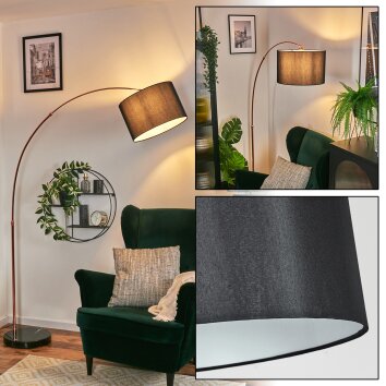 Soungou Lampada da terra, Lampade ad arco Ramato, Nero, 1-Luce, Paralume in tessuto