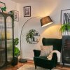 Bassagoda Lampada da terra, Lampade ad arco Cromo, Nero, 1-Luce, Paralume in tessuto