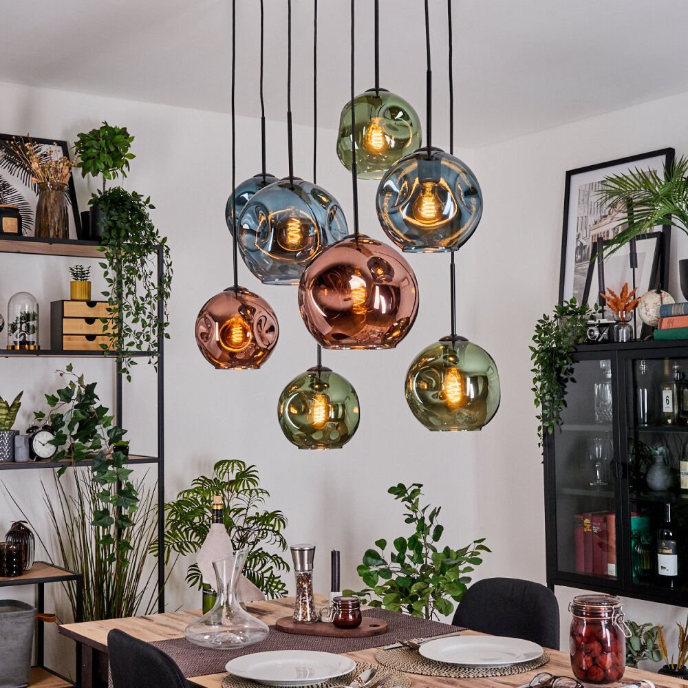 Ripoll Lampadario a sospensione, Lampada a sfera, Lampada a sospensione Écru, Nero, 8-Luci