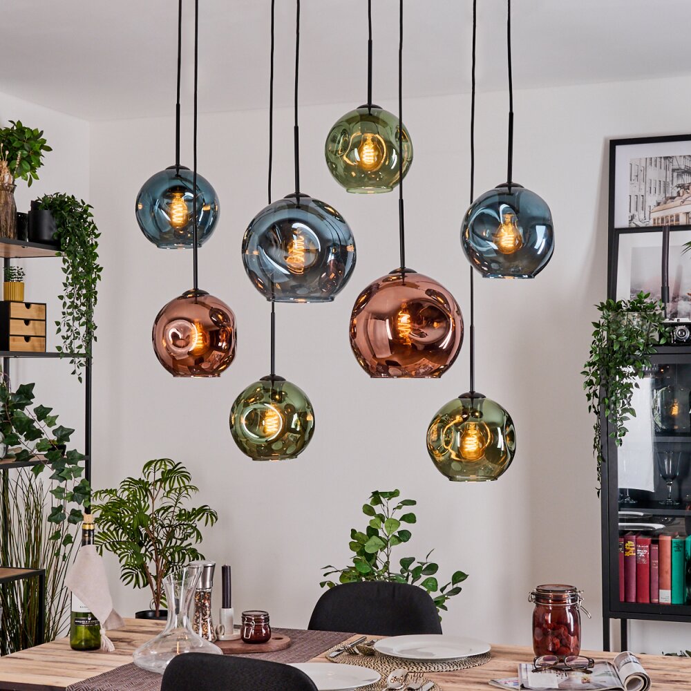 Ripoll Lampadario a sospensione, Lampada a sfera, Lampada a sospensione Écru, Nero, 8-Luci