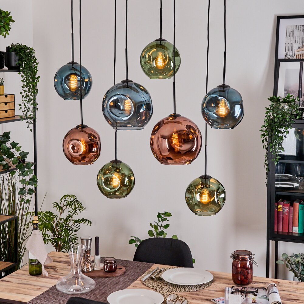 Ripoll Lampadario a sospensione, Lampada a sfera, Lampada a sospensione Écru, Nero, 8-Luci