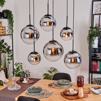Gastor Lampadario a sospensione, Lampada a sfera, Lampada a sospensione Cromo, Chiaro, Grigio fumo, 6-Luci Gastor Lampadario a sospensione, Lampada a sfera, Lampada a sospensione Cromo, Chiaro, Grigio fumo, 6-Luci
