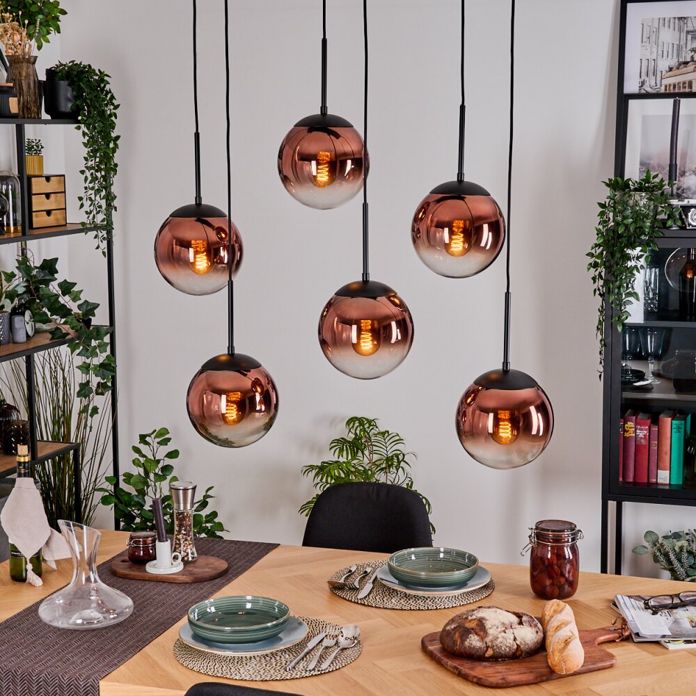 Gastor Lampadario a sospensione, Lampada a sfera, Lampada a sospensione Chiaro, Ramato, 6-Luci main product photo