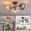 Gastor Plafoniera, Lampada a sfera Ambrato, Chiaro, Grigio fumo, 3-Luci
