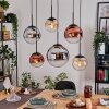 Gastor Lampadario a sospensione, Lampada a sfera, Lampada a sospensione Ambrato, Cromo, Chiaro, Ramato, Grigio fumo, 6-Luci