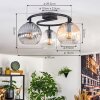 Koyoto Plafoniera, Lampada a sfera Ambrato, Chiaro, Grigio fumo, 3-Luci
