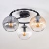 Koyoto Plafoniera, Lampada a sfera Ambrato, Chiaro, Grigio fumo, 3-Luci