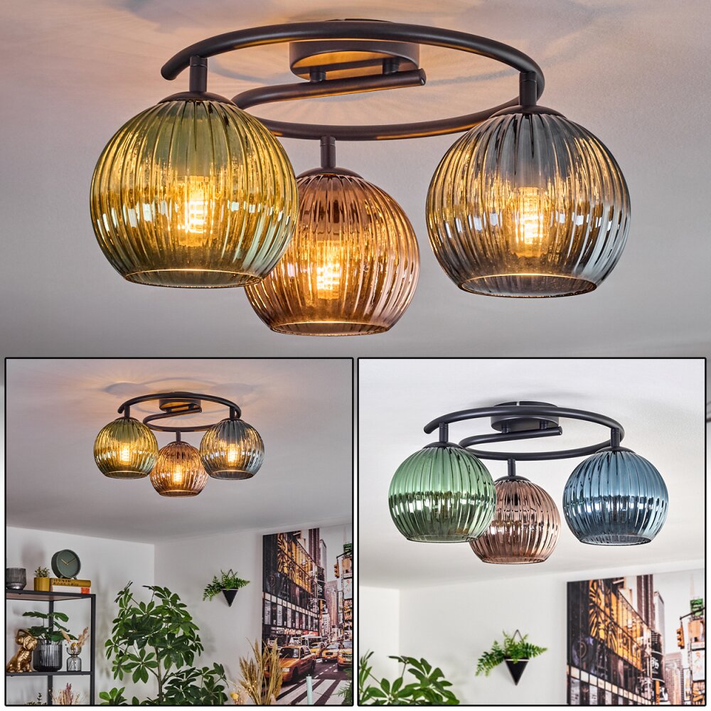 Koyoto Plafoniera, Lampada a sfera 37 cm Blu, Verde, Ramato, 3-Luci main product photo