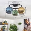 Koyoto Plafoniera, Lampada a sfera Blu, Oro, Verde, 3-Luci
