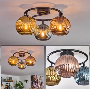 Koyoto Plafoniera, Lampada a sfera Blu, Oro, Ramato, 3-Luci