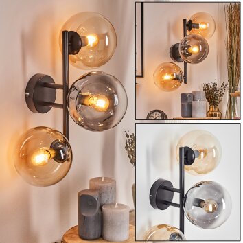 Gastor Lampada a sfera, Applique Ambrato, Chiaro, Grigio fumo, 3-Luci