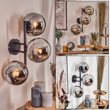 Gastor Lampada a sfera, Applique Cromo, Grigio fumo, 3-Luci
